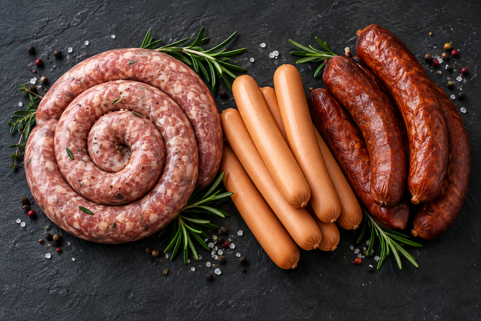 Illustrative selection of sausages